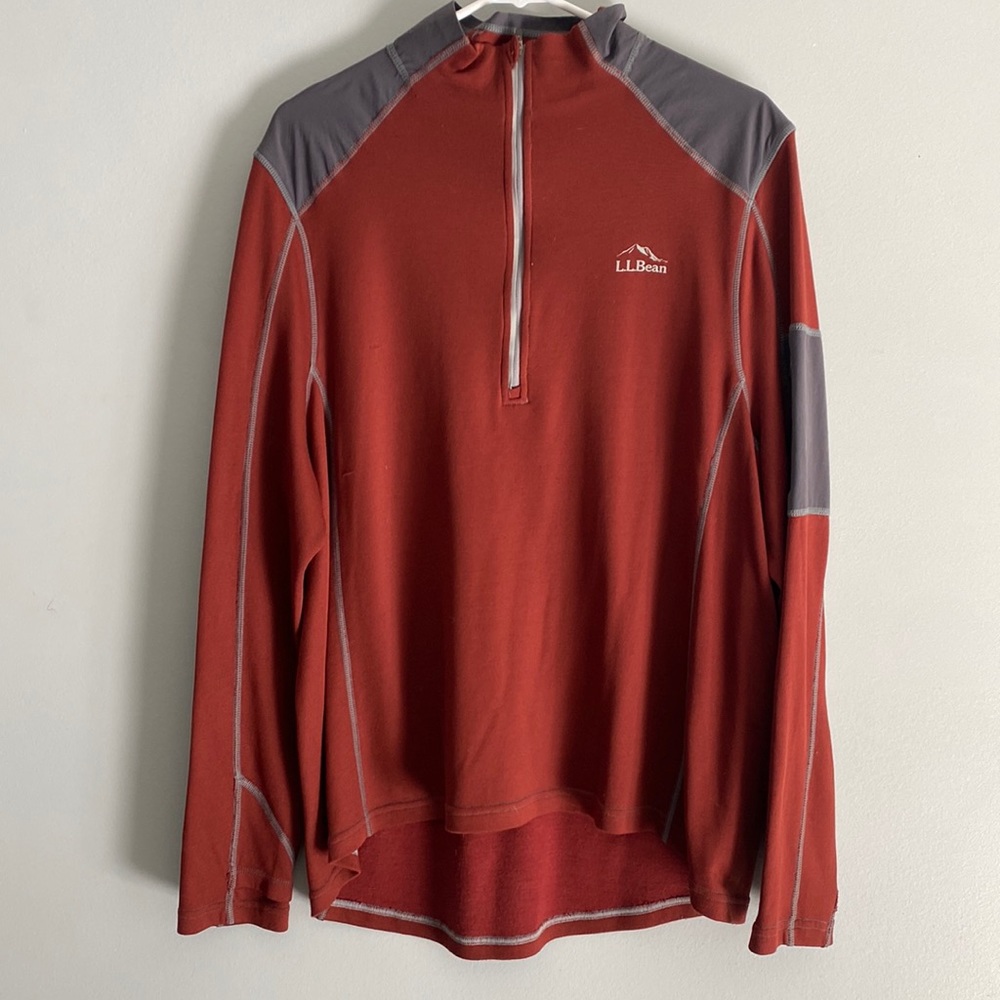 A pair of TWO LL Bean Adult Men’s L Long Sleeve Quarter Zip Pullover 1/4
